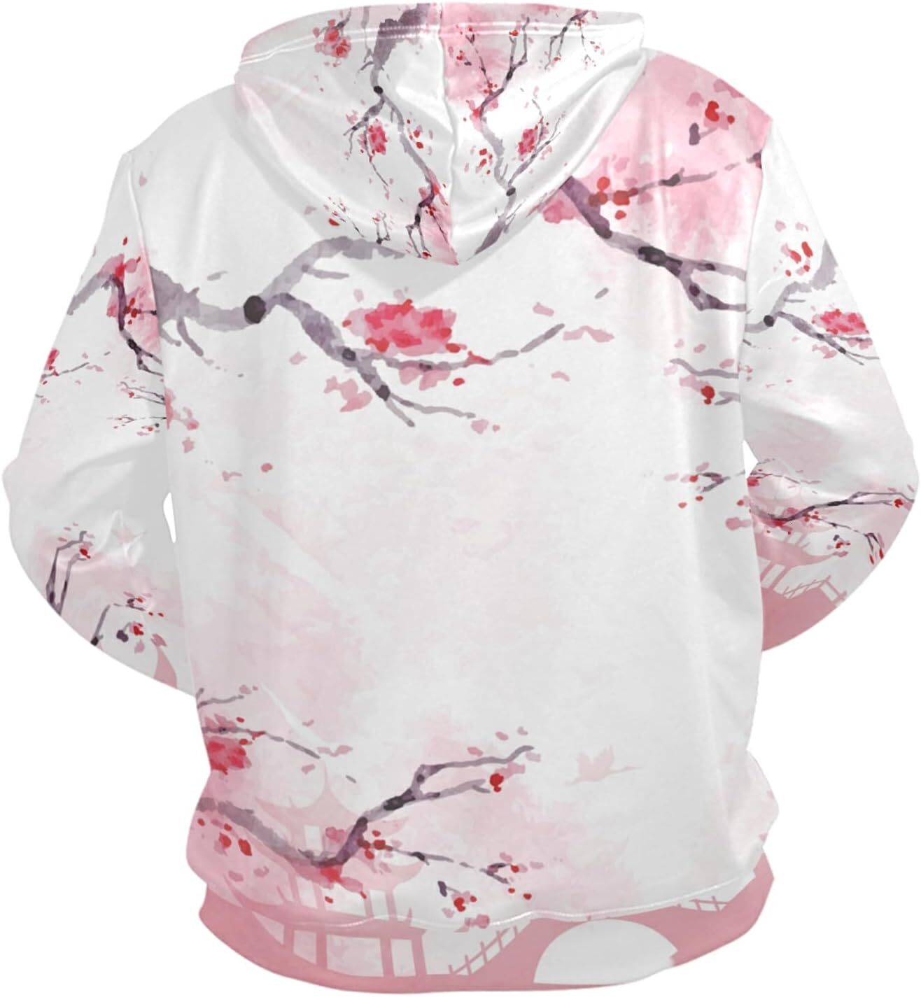 Hoodie for Mens Womens Hooded Sweatshirts Japanese Cherry Blossom Unisex Mens Pullover Hoodie Hoodies Graphic Beautiful Plum Blossom Pattern