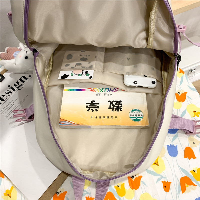 Cute Badge Women Backpack Harajuku Fashion Female Student Girls School Bag Large Capacity Light Travel Knapsack