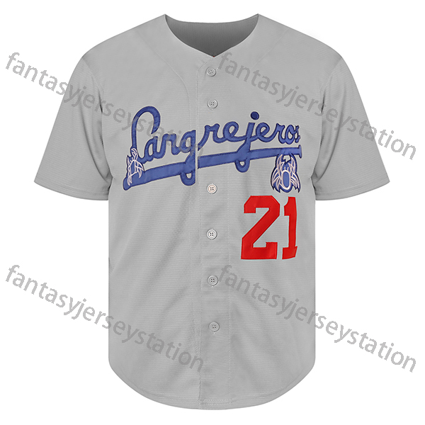 Men's #21 Gray Embroidered Baseball Jersey CLEMENTE Polyester Top, V-Neck, Knit Fabric, Loose Fit, Sports Style for Training, Team Sports, Party,