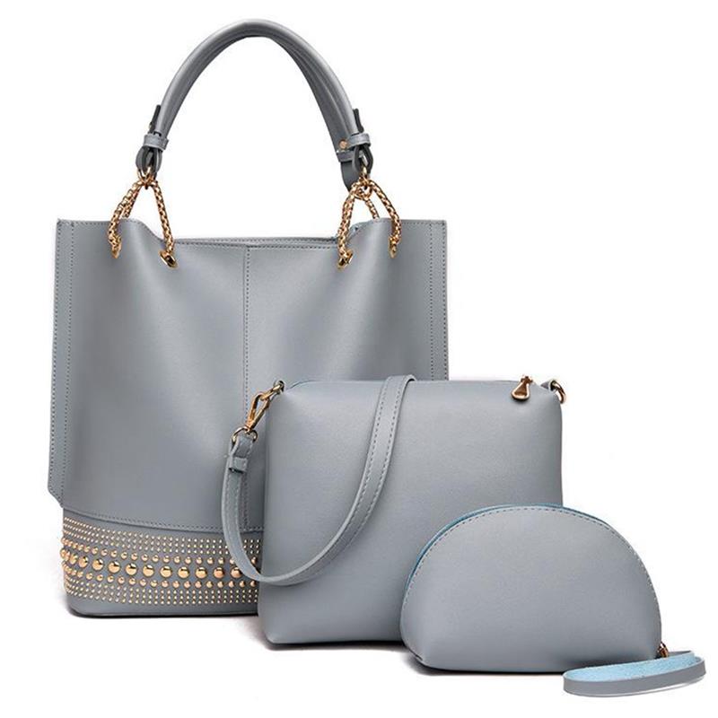 Shoulder Bag Women New Discounts Are Cheap Women Three Set Handbag Three Pieces Tote Bag Crossbody Wallet Leather Handbag 2019