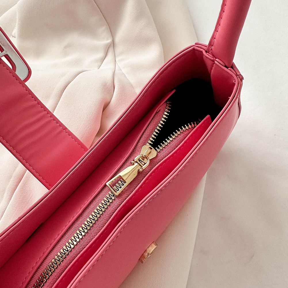 Y2K Women Shoulder Bags PU Fashion Stylish Shoulder Bag Zipper Solid Color Simple Daily Shopping Travel Portable Purse