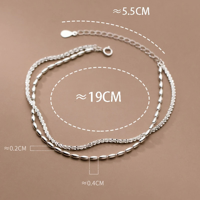 MIQIAO 925 sterling silver genuine certified popcorn chain bead necklace suitable for womens double-layer version of womens Tobillera 241107