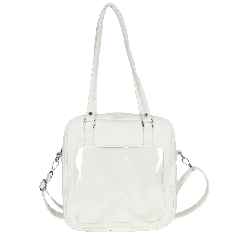 Fashion Popular Custom Ita Crossbody Bag Transparent Clear PVC Window Shoulder Bags Pins Display DIY Women Handbags