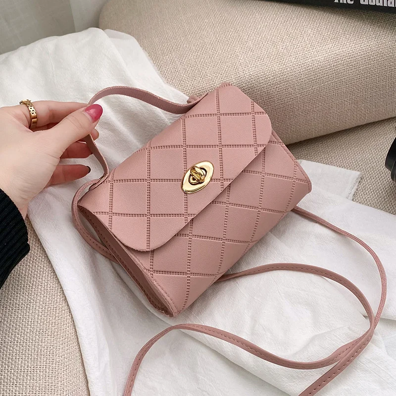 Lingge Women's Messenger Bag Fashion Luxury Phone Bag PU Leather Small Shoulder Bag Designer Popular Handbag Women Coin Purse