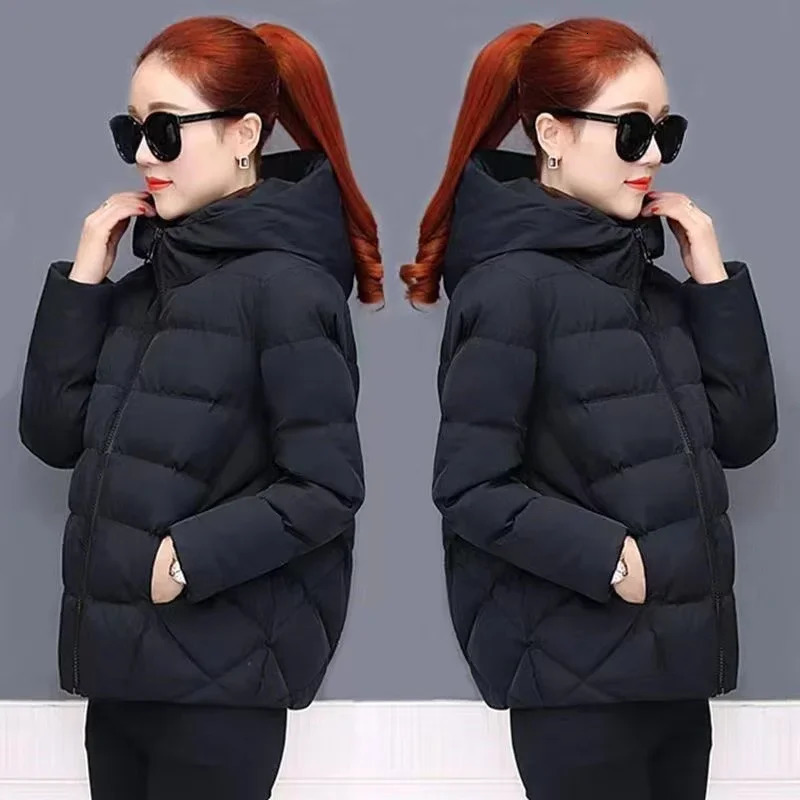womens Parka down cotton lined autumn ultra-thin short hooded warm thick jacket womens jacket 241107