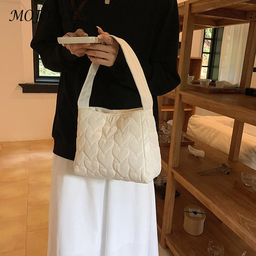 2023 Fashion Women's Shoulder Bags Love Heart Embroidered Tote Bags New Quilted Underarm Bag Large Capacity Solid Color Handbags