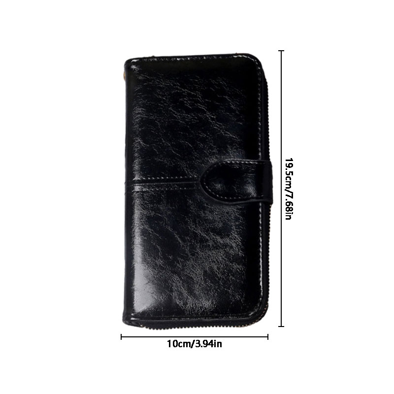 Simple PU Wallet Retro Long Zipper Card Bag Convenient Multi-card Spot Storage Silver Coin Coin Purse