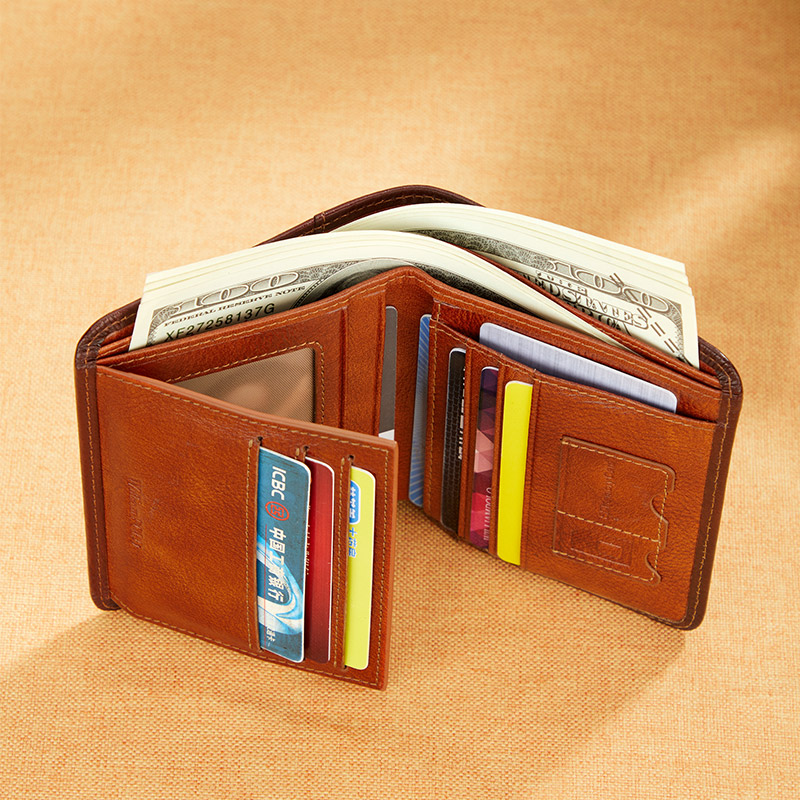 WILLIAMPOLO Luxury Genuine Leather Men Wallet Short Small Card Holder High Quality Male Wallet Pocket Retro purse wallet for men
