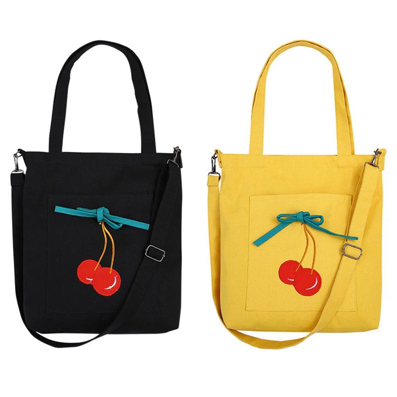 New Crossbody Bag Fashion Casual Cute Cherry Canvas Shoulder Bag Messenger Bag Shopping Bag Totes Beach Bag