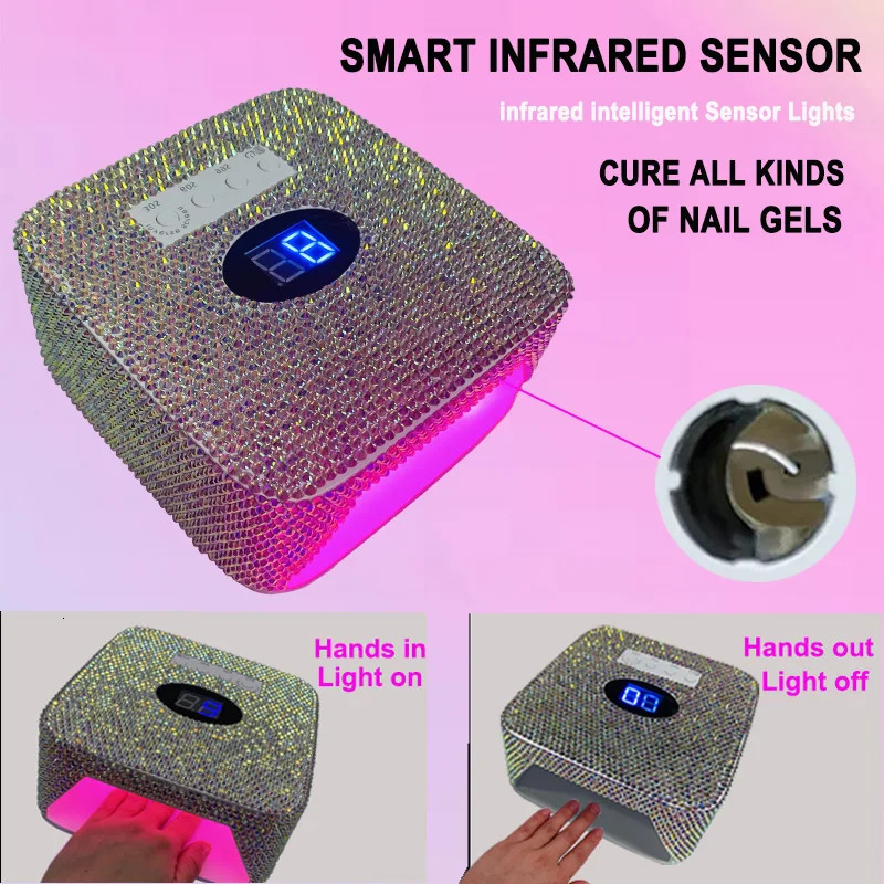 Rhinestone Rechargeable Nail lamp lamparas UV inalambricas para unas de gel luz portatil para unas Cordless LED light for Nails 241106