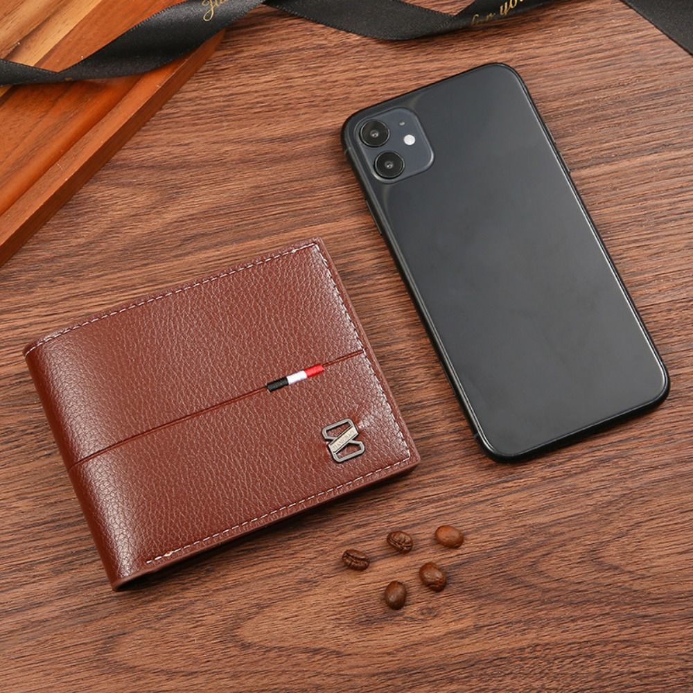 PU Leather Mens Short Wallet Fashion Multi-Card Slot Horizontal Coin Purse Money Bag Men