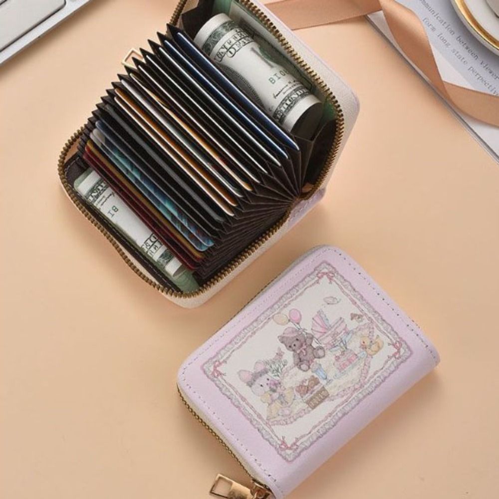 Leather Card Holder Fashion Anti Demagnetization Cartoon Card Bag Multi Slot Rabbit Small Wallet Girl