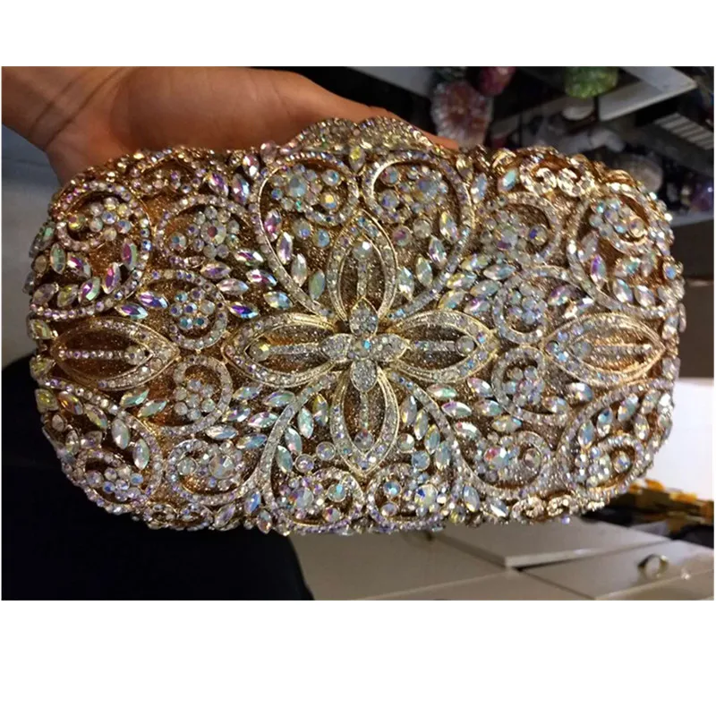 Ladies Casual Chain Crossbody Bag Shoulder Bags for Party Dazzling Women Crystal Evening Metal Clutches Luxury Bag for Wedding