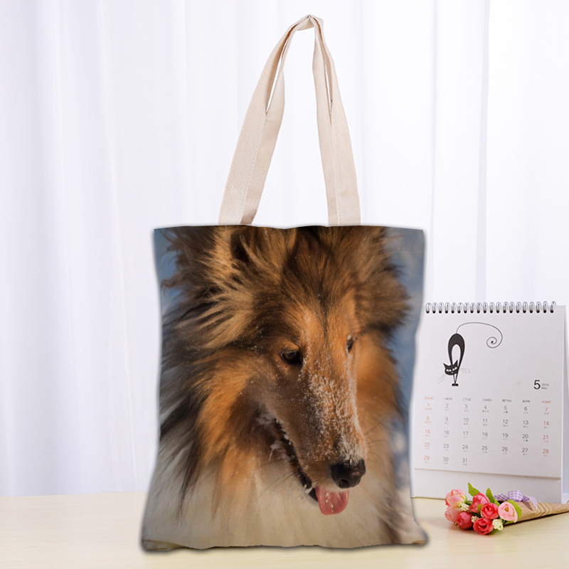 Animals Sheltie Dogs Tote Bag Handbag Shoulder Pouch Foldable Canvas Shopping Bags Reusable Women Canvas Shoulder Bag