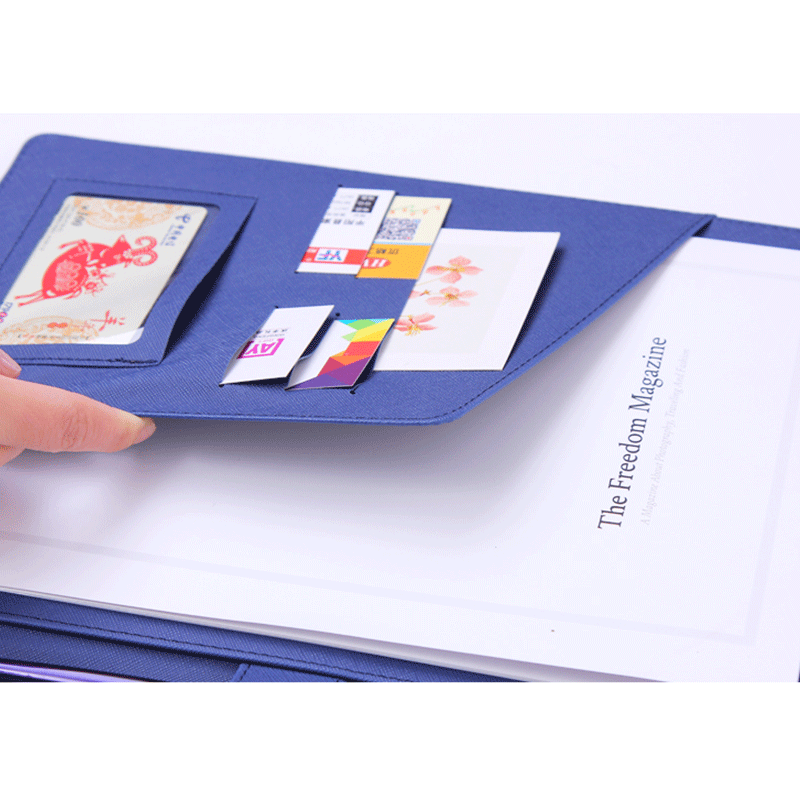 Customized Portfolio New Style A4 File Holder Note Pad Paper 30 Sheets Portable Business Document Bag Fashion ID Card Holder