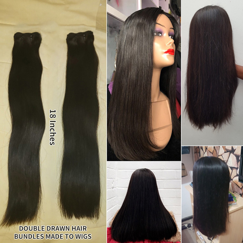 Brazilian Peruvian 100% Human Hair Double Drawn 3 Bundles Silky Straight 10-28inch Natural Color Remy Hair Extensions