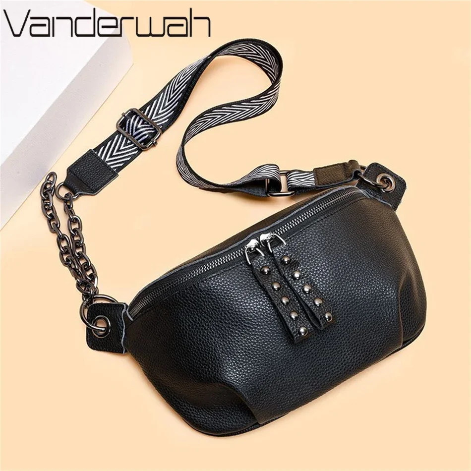 Genuine Leather Moon Chest Bag for Women Luxury Brand Crossbody Sac Female Soft Cowhide Shoulder Messenger Bags Waist Packs Hot
