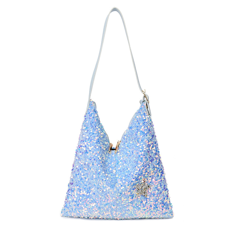 New Women Luxury Sequins Shoulder Bag Female Fashion Bucket Bag Girls Pink Large Capacity Bag Female Travel Handbags