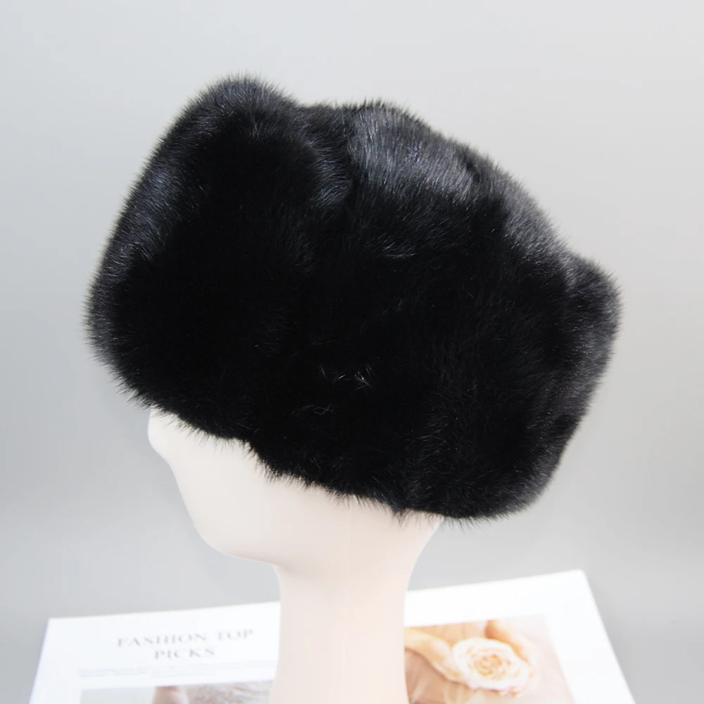 Winter Neutral Genuine Mink Bomber Hat Genuine Marten Head Warm Black/Brown Hat 241106