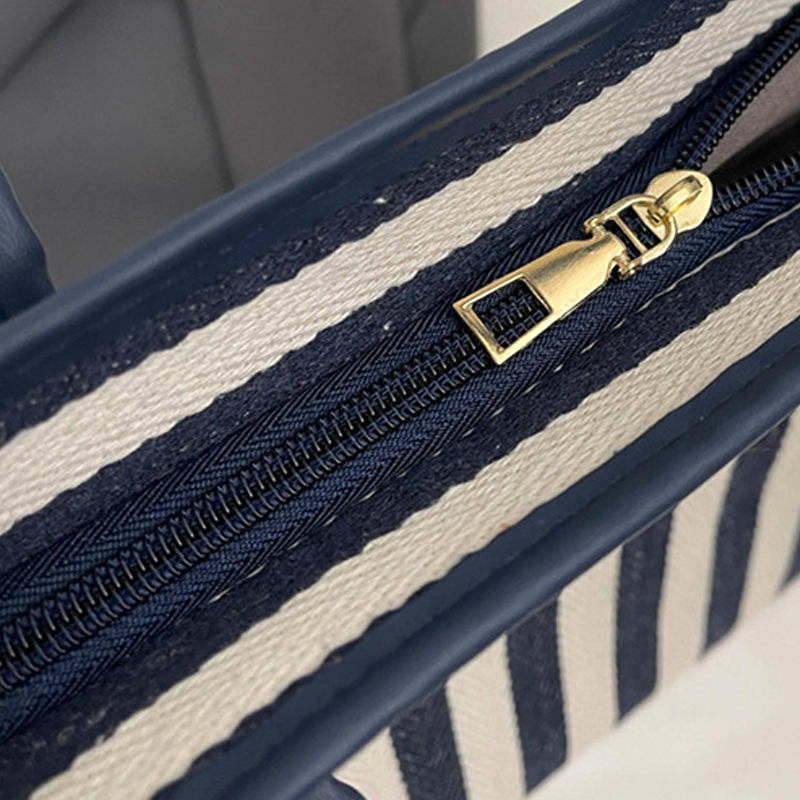 Canvas Bag For Women Large Tote Shoulder Shopping Striped Hand Bag Female Soft Fabric Cotton Black And White Big Casual Ladies