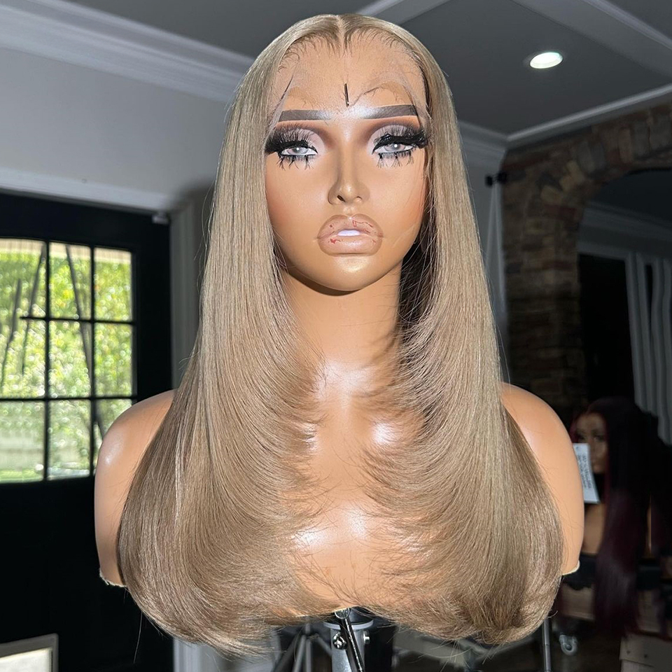 Peruvian Soft Ash Blonde Color Short Bone Straight Bob Lace Front Simulation Human Hair Wigs Piano Cheap Wig on Clearance Seal