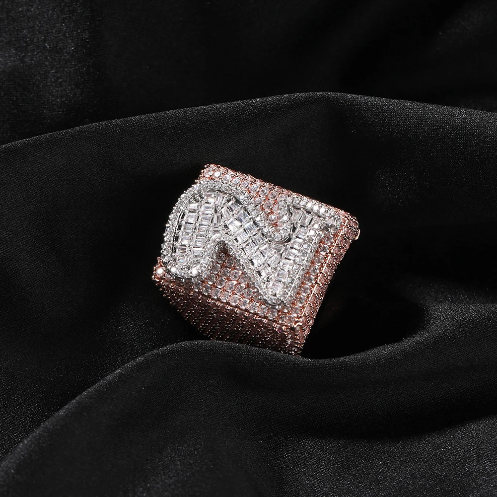 UWIN custom mens letter ring all ice Baguettecz number cubic zirconia fashion ring rapper hip-hop jewelry 241106