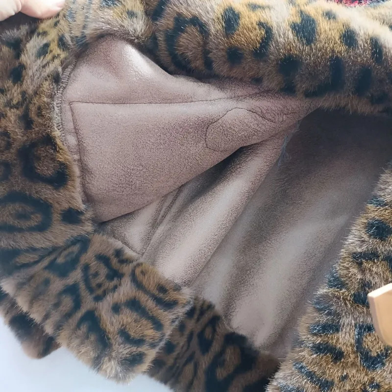 Winter Artificial Fur Integrated Jacket Womens Short sleeved Stand up Collar Leopard Pattern Eco friendly Mink Coat 241107