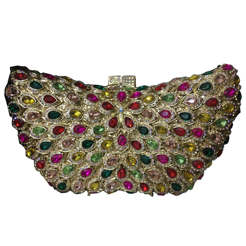 Wedding Dress Bridal Diamond Chains Shoulder Handbags Designer Handbags High Quality Luxury Colorful Crystal Diamond Evening Bag