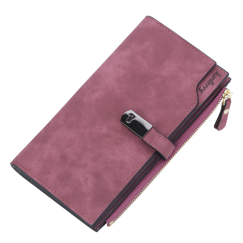 2024 Luxury Brand Women's Wallet Fashion Long Multi-Card Wallets Trendy Nubuck Leather Coin Purse Retro Solid Color Card Holder