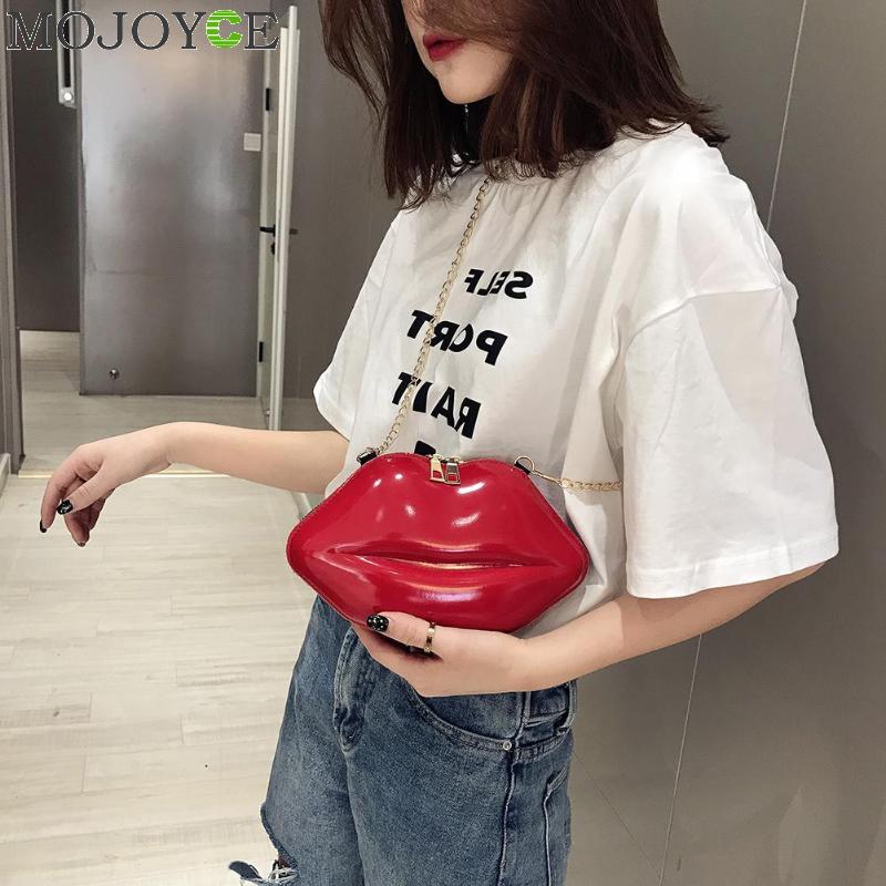 Lips Shape PVC Handbags Solid Zipper Shoulder Bag Crossbody Messenger Phone Coin Bag Evening Party Clutches Bolsas Feminina Saco