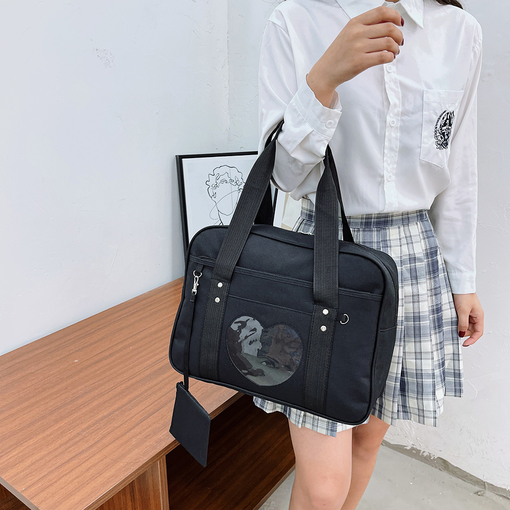 Japanese Love Heart JK School Uniform Bags Women's Student PU Handbag Cosplay Anime Shoulder Bag Large Capacity Handbags Totes