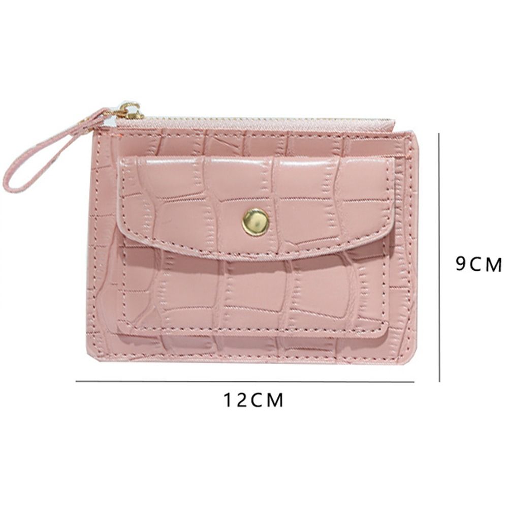 Women Fashion Solid Color PU Leather Mini Coin Purse Wallet Crocodile Pattern Credit Card Holder Bags