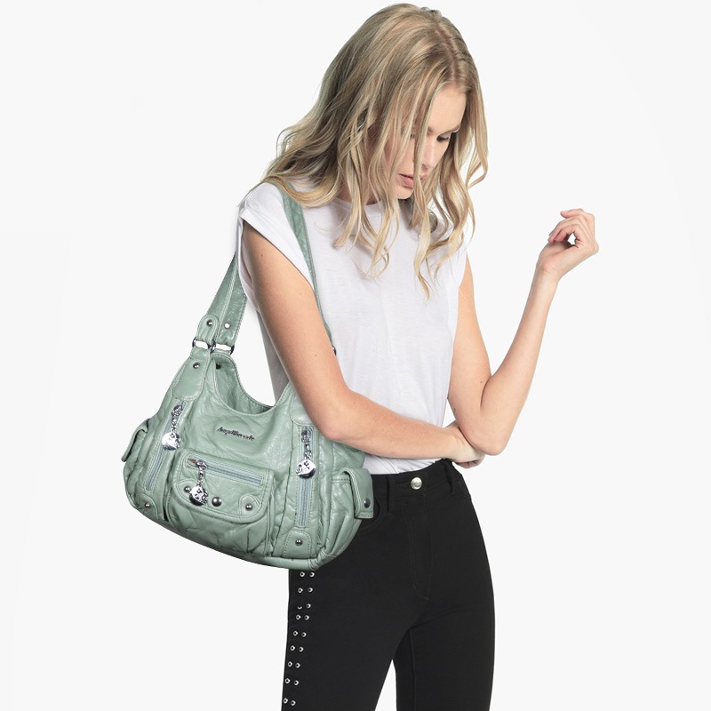 Angel Barcelo Newest Fashion Bag Women Bags PU Leather Hobo Bag Top-handle Handbag Female Satchel Ladies Shoulder Bags