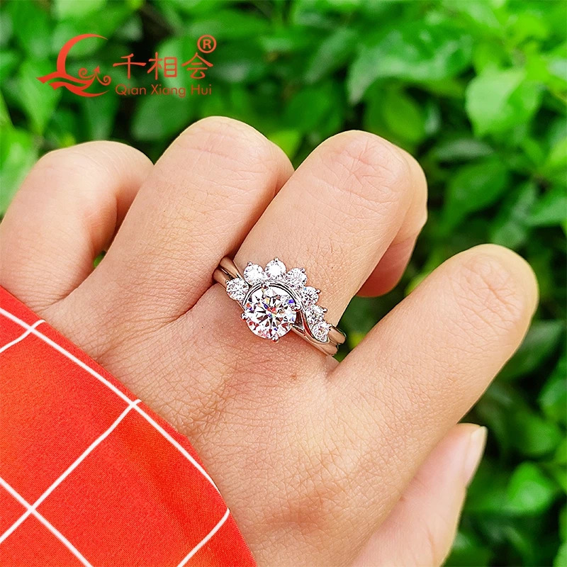 1.2CT 7MM Round Half Wing Ring Silver Ring Mens Diamond Wedding Gift Exquisite Jewelry 241106