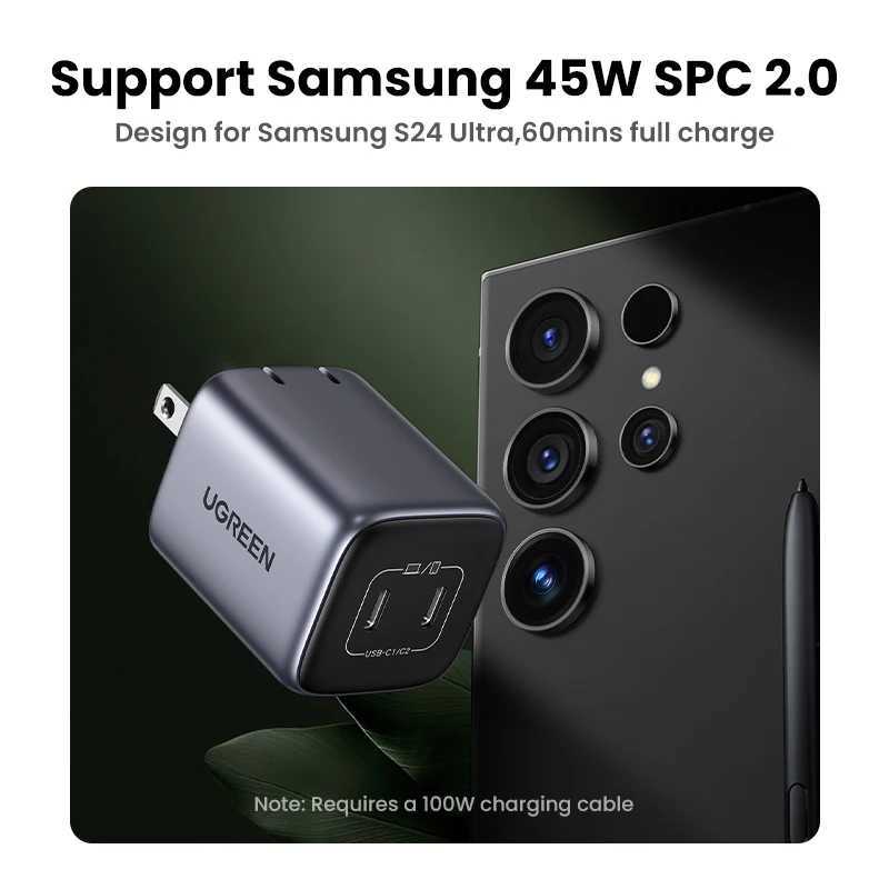 UGREEN GaN 45W USB Charger PD QC 3.0 Fast Charger Quick Charger for iPhone 15 14 Pro Phone Charger for S24 S23 Y241106