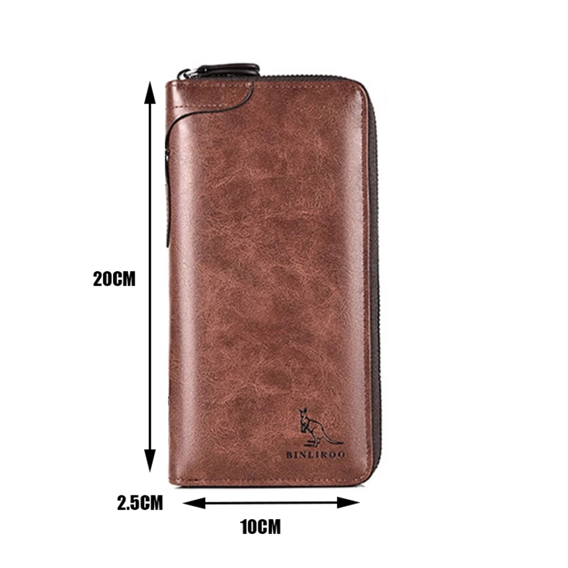 Men's Long Zipper Wallet High Quality Pu Leather Wallet for Men RFID Blocking Business Clutch Bag Credit Card Holder Purse Man
