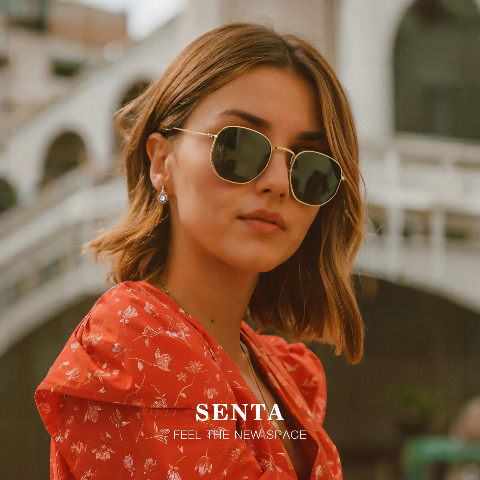 Fashion polarized sunglasses mens fashion metal square hexagonal sunglasses UV resistant driving lenses glasses 241106