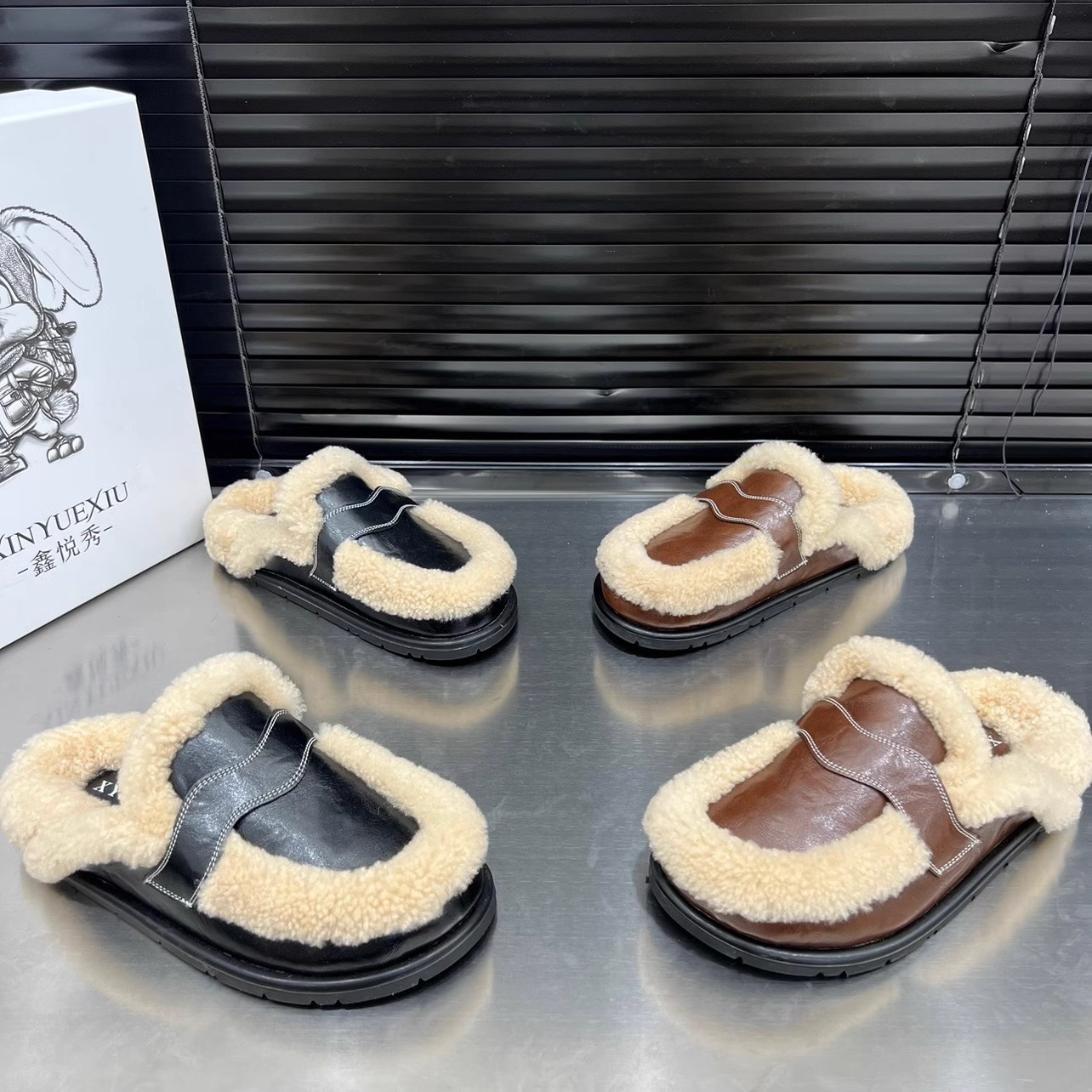Women's Lamb Fur Face Home Velvet Cotton Slippers Free Shipping.