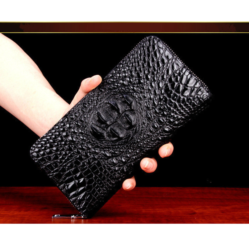 Genuine Leather Business Long Wallet High Quality Luxury Casual Single Zipper Purse Men Multiple Card Positions Clutch Billfold