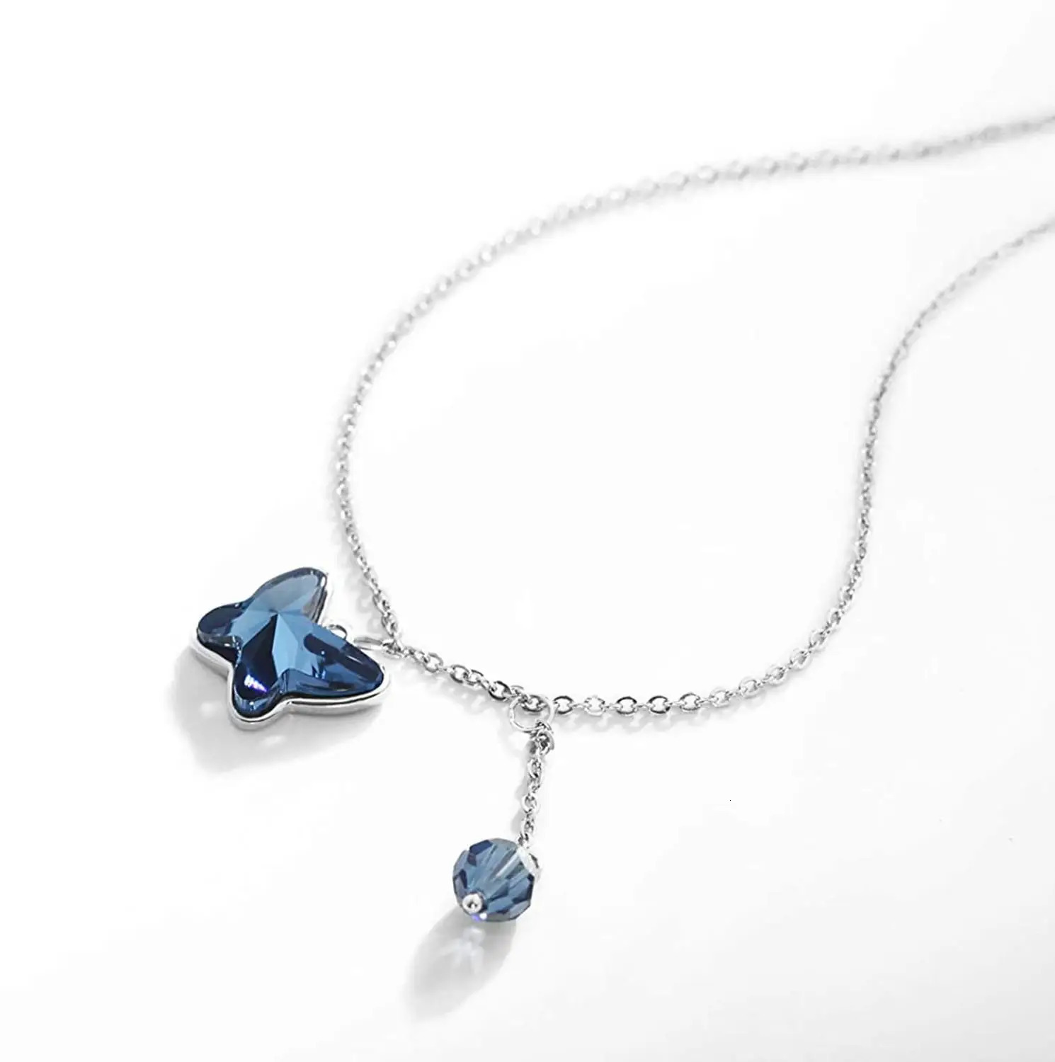 Cute silver foot jewelry ankle simple bead butterfly bracelet from Austria womens ankle primitive crystal 241107