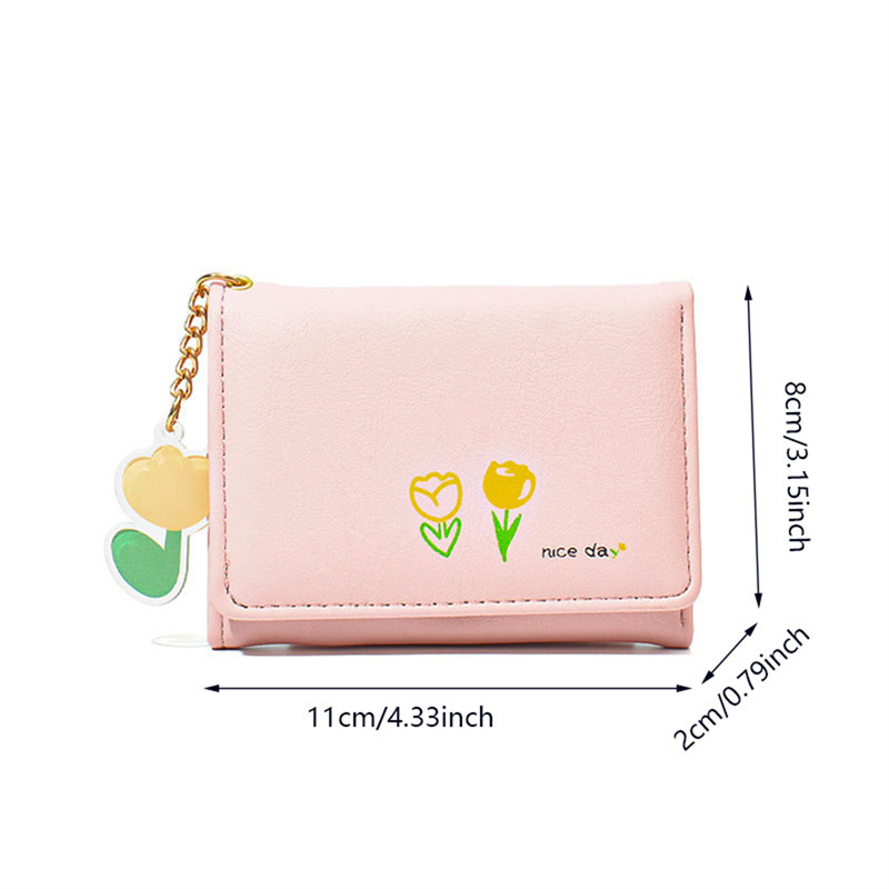 Women Short Cute Small Wallets Student 3 Fold Card Holder Girl ID Bag Card Holder Coin Purse Ladies Printing Wallets Bags