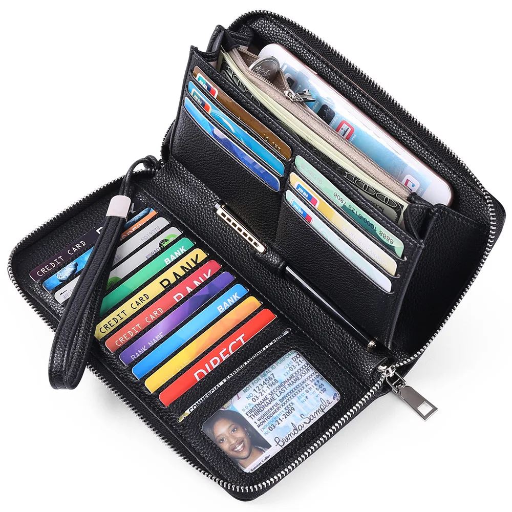 Women's Long Wallet for Men Women RFID Blocking Clutch Organizer Zipper Wallets Leather Business ID Credit Card Holder Purses