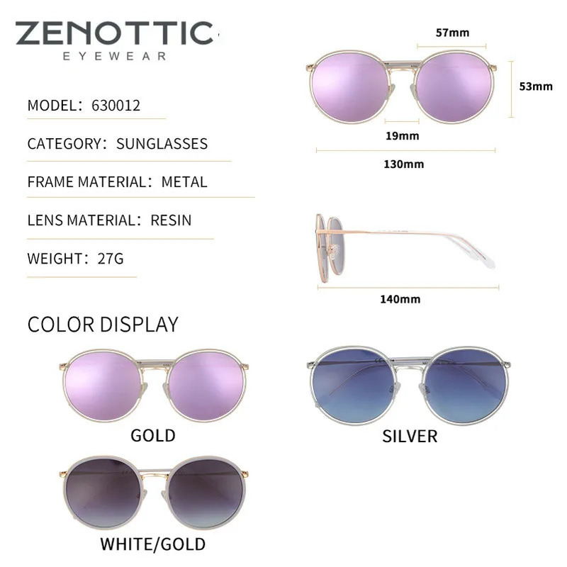 ZENOTTIC Acetic Acid Round Sunglasses Womens Anti Reflective Sunglasses Outdoor UV400 Driving Sunshade Glasses 241106