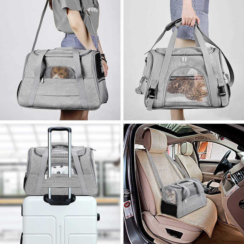 Pet bag portable outdoor lightweight dog cat storage bag foldable car shoulder carrying cat bag 241115