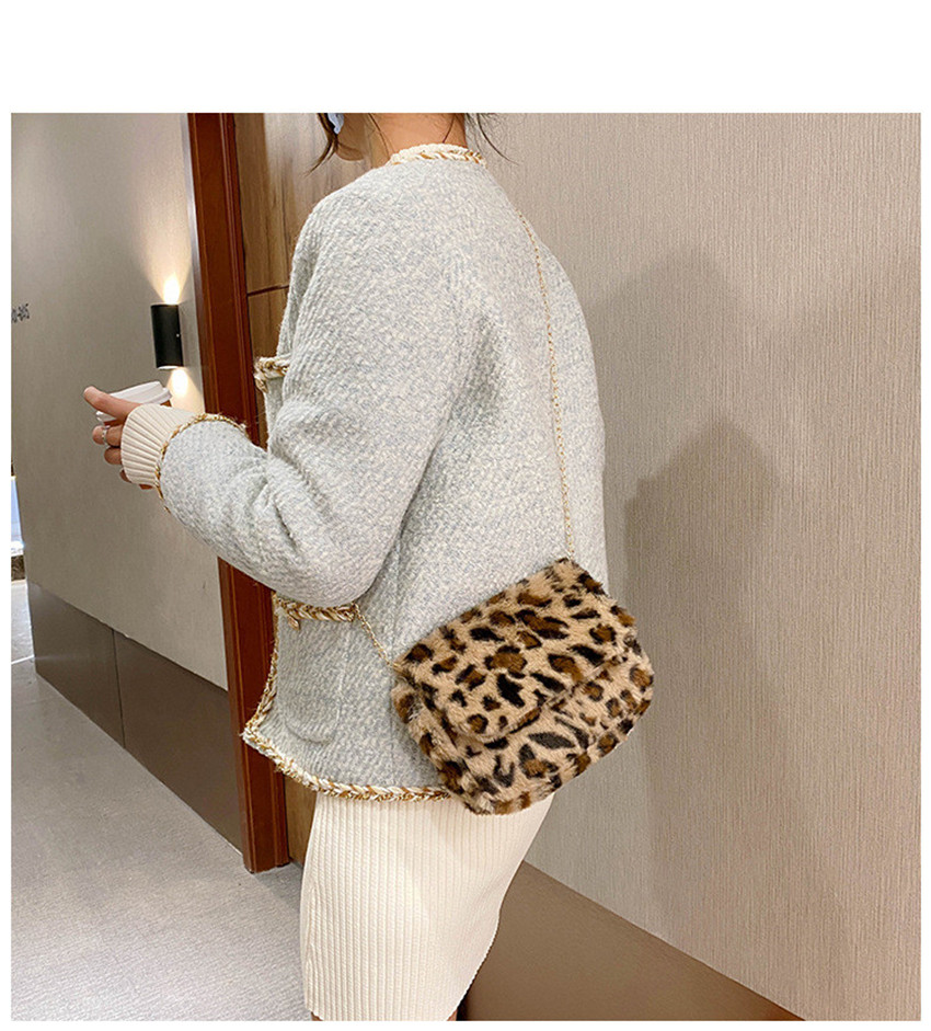 New Fashion Leopard Shoulder Bag Women Plush Soft Autumn Winter Ladies Crossbody Bags Vintage Leather Totes Purse and Handbag