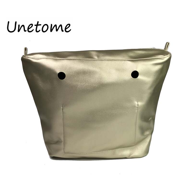 Unetome Glod classic size PU Leather Inner Lining Insert with Inner Pocket for Obag Mini Lining Insert for O BAG