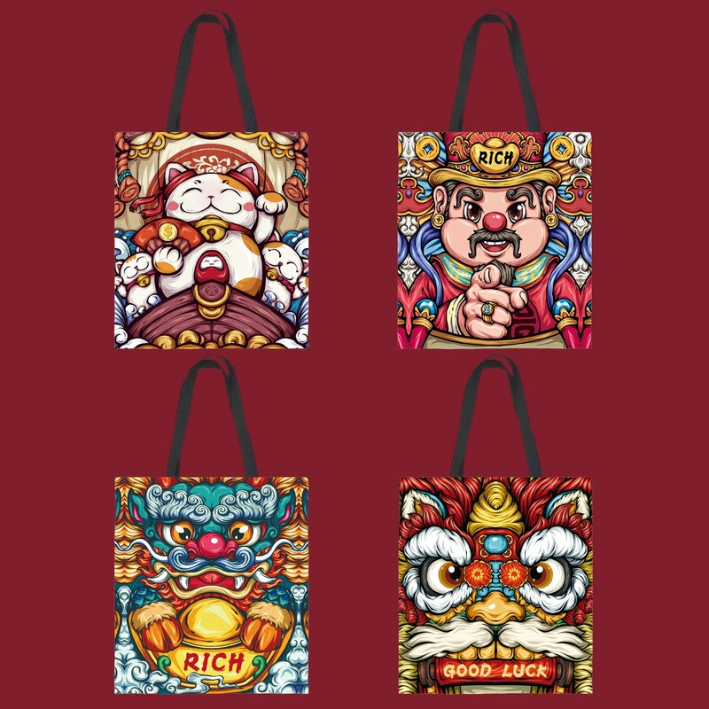 New Creative National Tide Art Chinese National Wind Tote Bag Canvas Bag Printing Tote Bag Shopping Bag