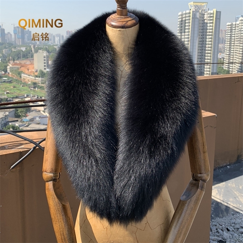 Winter real fox fur collar womens black natural fur scarf shawl womens collar wrapped neck warm fur scarf scarf mens 241106