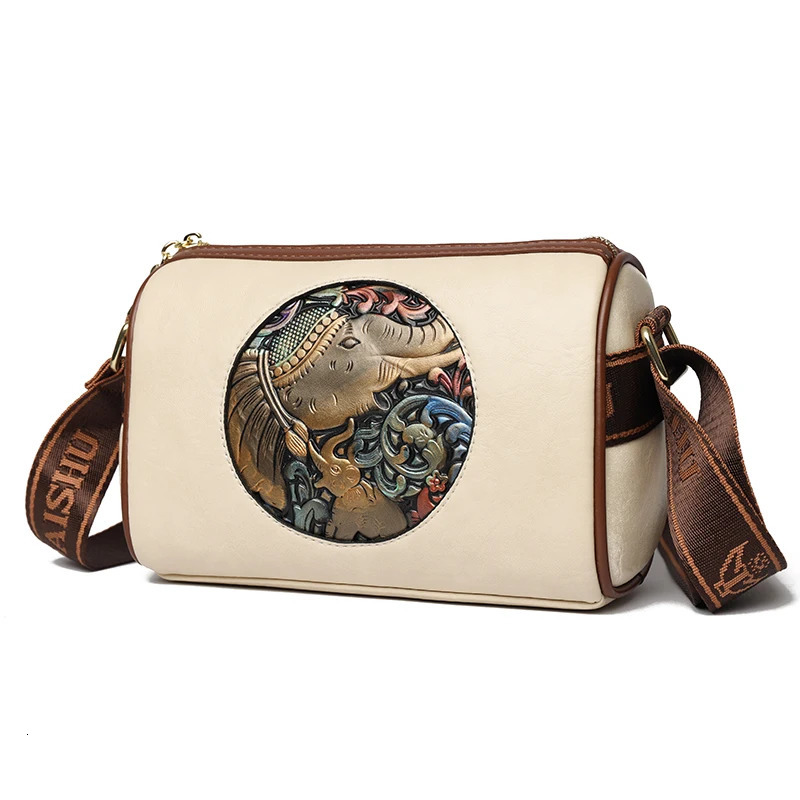 Womens Shoulder Bag Elephant Embroidery Womens Messenger Bag Wallet High Quality Leather Girl Bolsas Sac A Main 241106