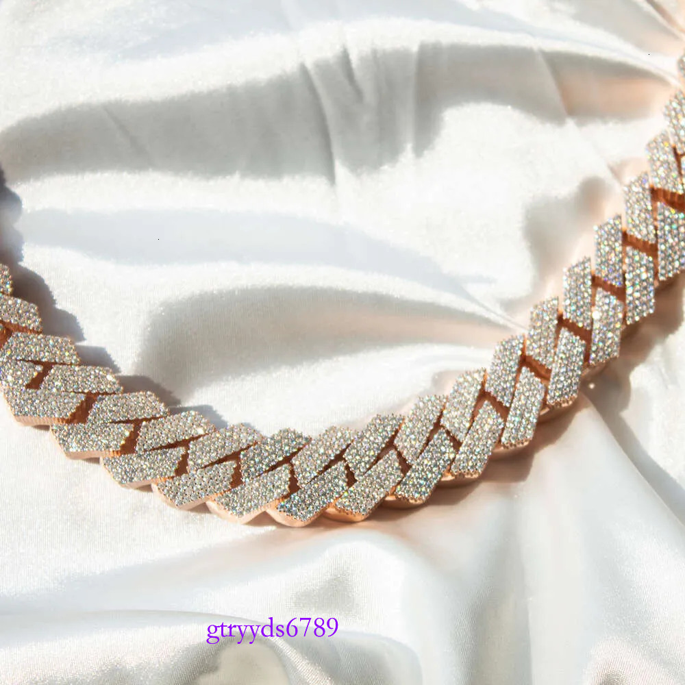 Kibo Custom Hip Hop Designer Necklace Jewelry Vvs Sterg Sier Def 20mm Dia Moissanite 14k Rose Plated Cuban k Chain